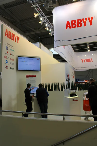 HANNOVER, GERMANY - MARCH 13: The stand of ABBYY on March 13, 2014 at CEBIT computer expo, Hannover, Germany. CeBIT is the world\'s largest computer expo