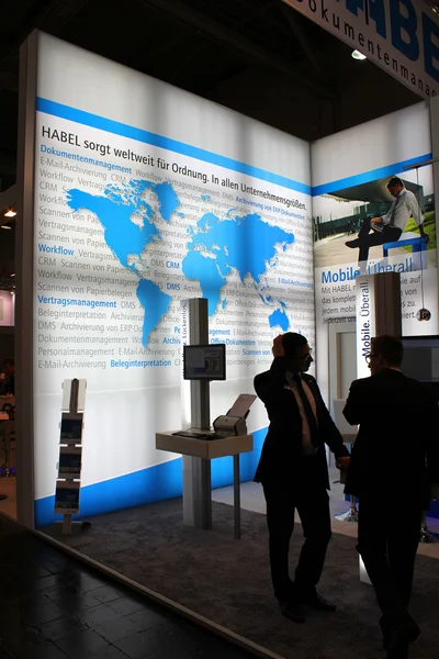 HANNOVER, GERMANY - MARCH 13: The stand of Habel on March 13, 2014 at CEBIT computer expo, Hannover, Germany. CeBIT is the world's largest computer expo
