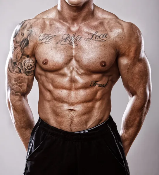 Hot tattooed and pumped male body