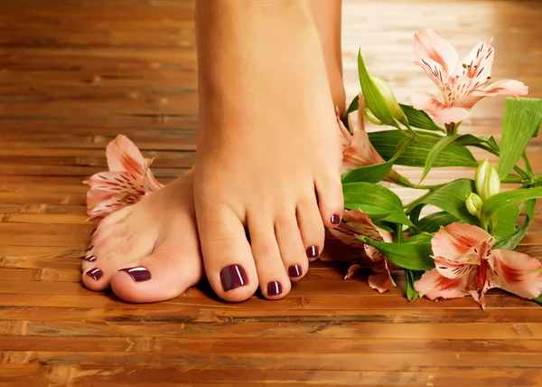 Female feet at spa salon