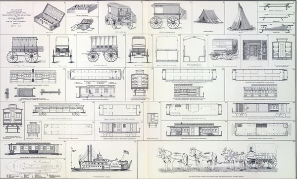Supply wagons, cook wagons railroad cars