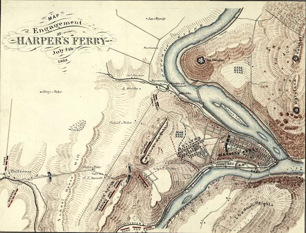 Map of Harper\'s Ferry, West Virginia in 1864,