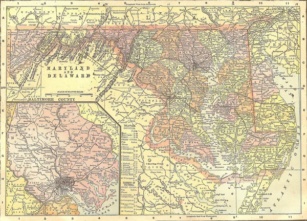 Vintage 1891 map of Delaware and Maryland