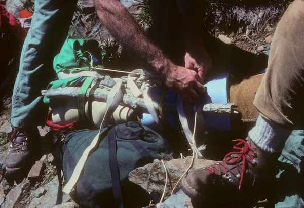 Mountain rescue - splinting a broken leg