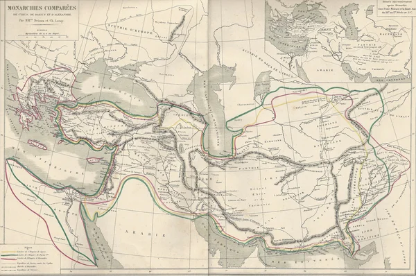 Antique map of Empires of Cyrus, Darius and Alexander