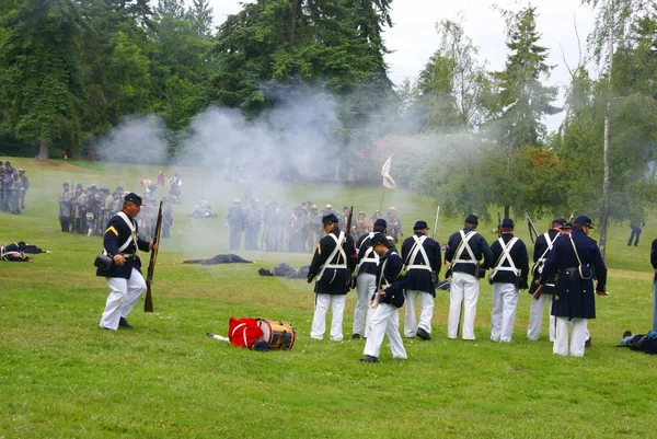 Union infantry line firing a volley