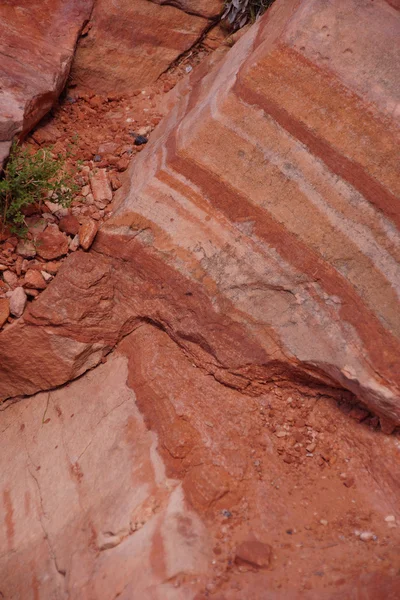 Detail layers of red sandstone,
