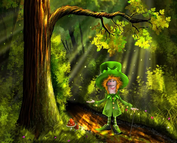 Gnomo verde na floresta — Fotografia de Stock #19082181
