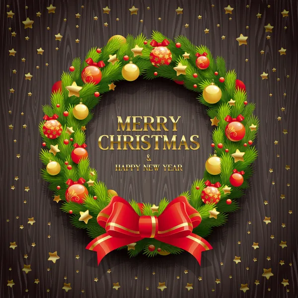 Christmas wreath on a wooden background