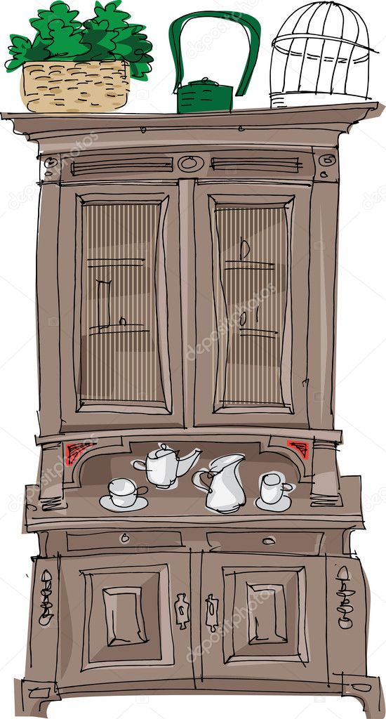 Aparador Vintage dibujos animados u2014 Vector de stock u00a9 iralu1 #32386073 Adesivo De Unhas Joias ~ Aparador Vintage dibujos animados u2014 Vector de stock u00a9 iralu1 #32386073