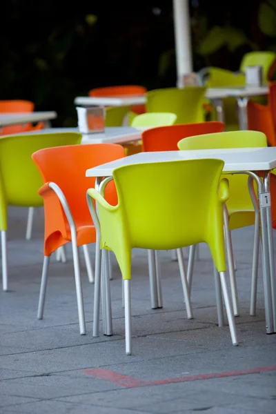 Outdoor furniture of a restaurant or a cafeteria
