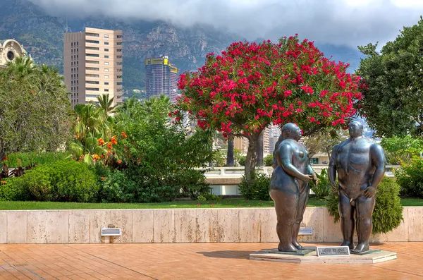 Sculptures of Adam and Eve in Monte Carlo, Monaco.