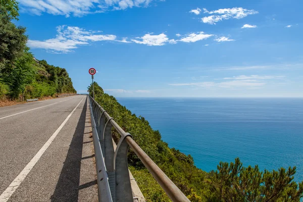 Road along Mediterranean sea coastline in Italy.