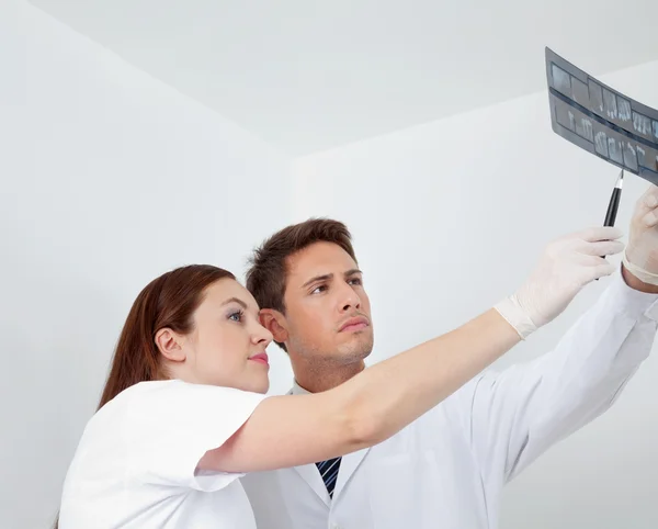 Doctor And Assistant Analyzing Patient's Report