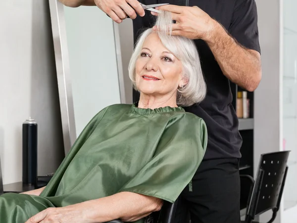 Woman Having Hair Cut At Salon