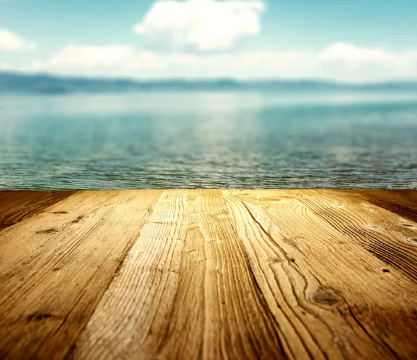 Wooden table on the beach