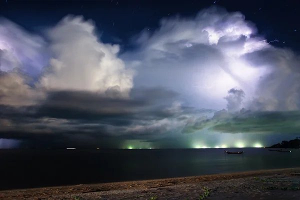 Lightning above the sea. Thailand