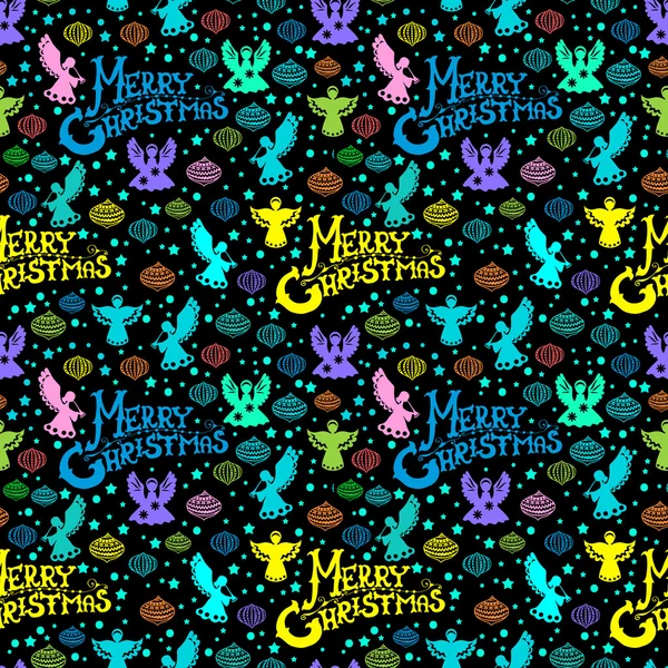 Merry Christmas seamless pattern with Angels and toys