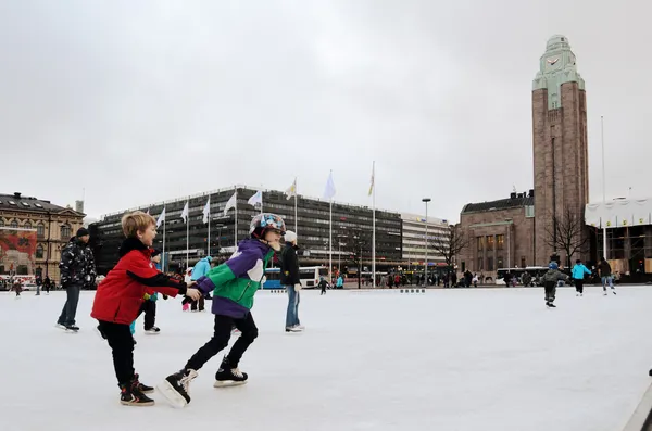 HELSINKI, FINLAND, NOVEMBER 25: skating rink in the city center