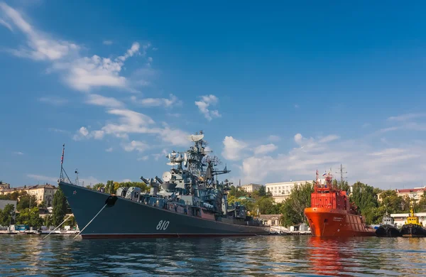 The military ship in naval bay of Sevastopol