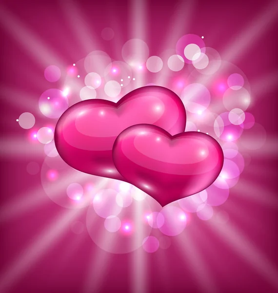 Valentine's shimmering background with beautiful hearts