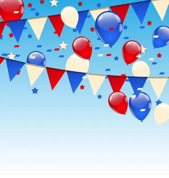 American background with balloons in the blue sky