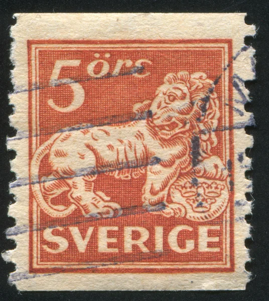 Heraldic lion supporting arms of Sweden