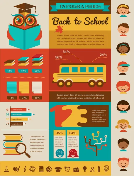 Back to school infographic, data and graphic elements