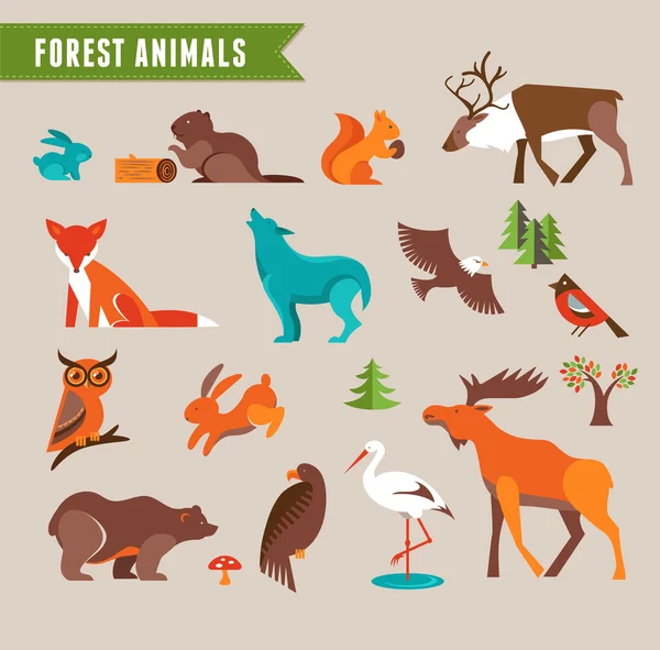 Forest animals vector set
