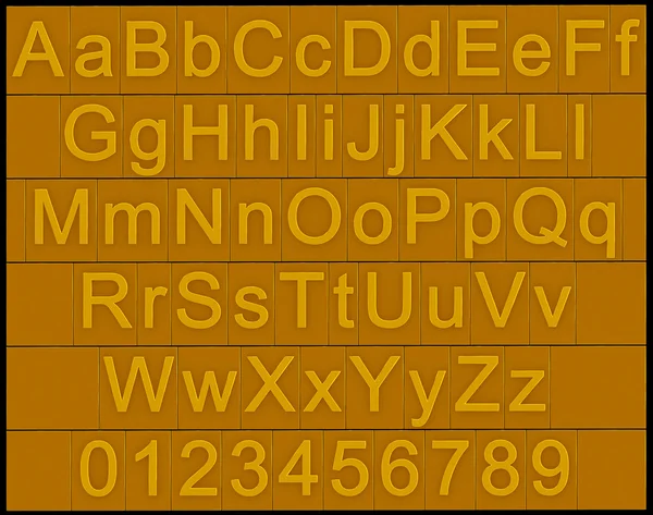 Alphabet and numbers - golden blocks