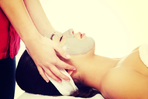 Woman enjoy receiving head massage