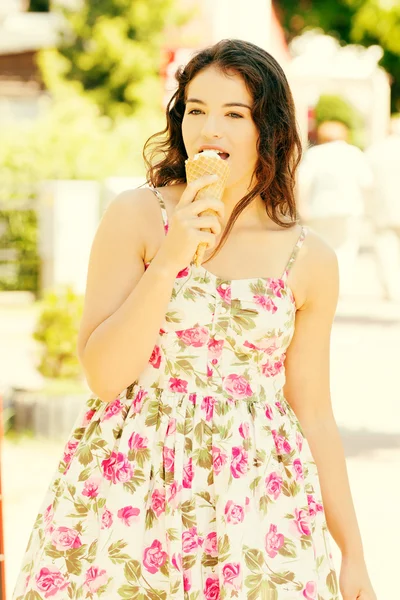 Woman eating ice-cream