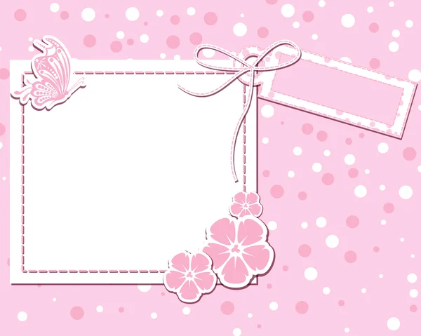 Vector flower pink scrap background with butterfly