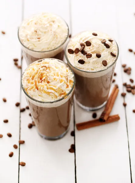 Ice coffee with whipped cream