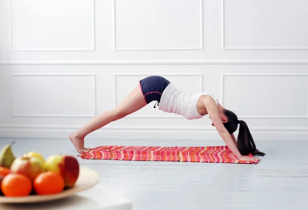 Woman during yoga exercise