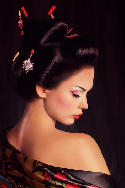 Portrait of a Japanese geisha woman