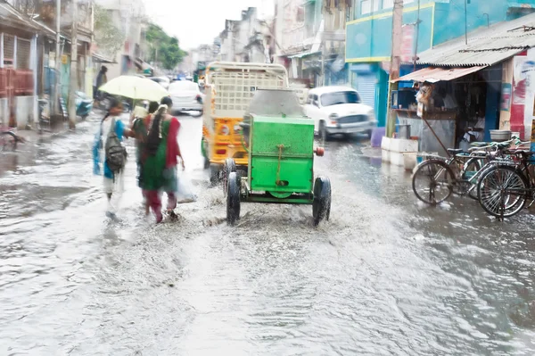Flash flood at Indian city street