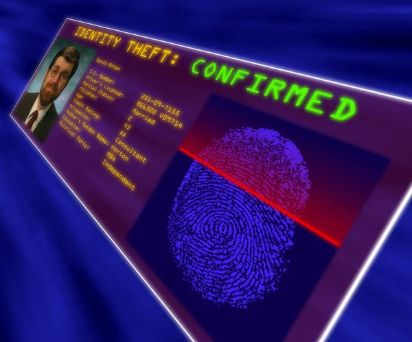 A virtual reality display confirming identity theft
