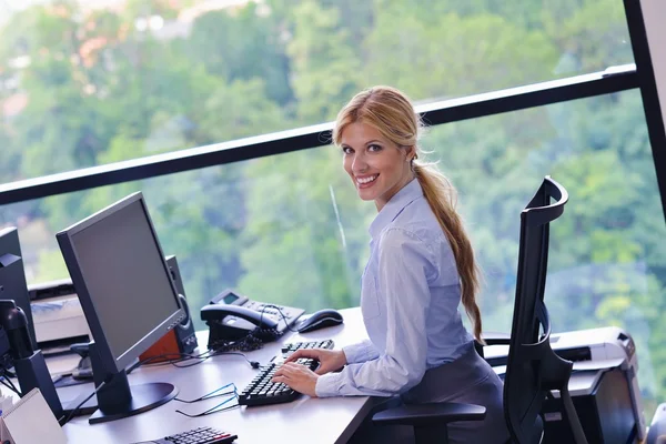 Business woman working on her desk in an office