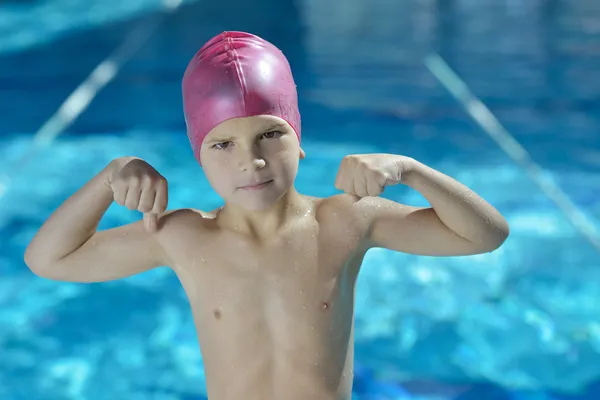 Happy child on swimming pool