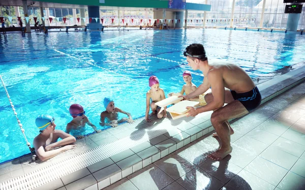 Happy children group at swimming pool