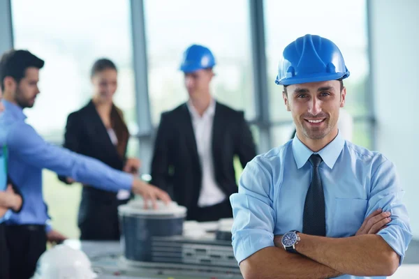 Businessman in helmet