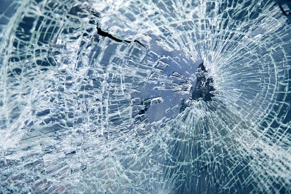 Close-up broken car windshield