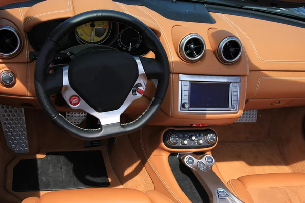 Brown leather car interior