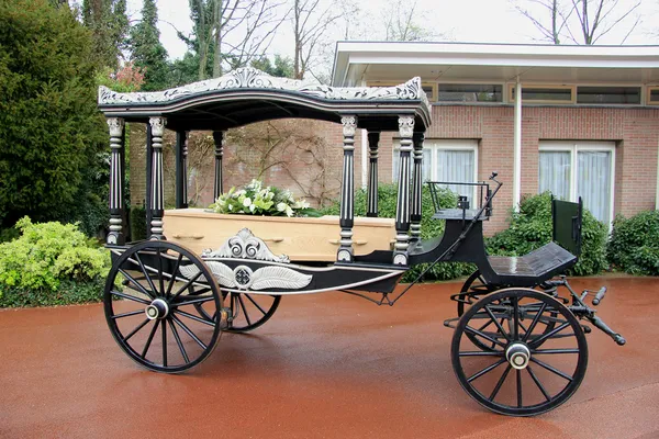 Casket on a funeral carriage