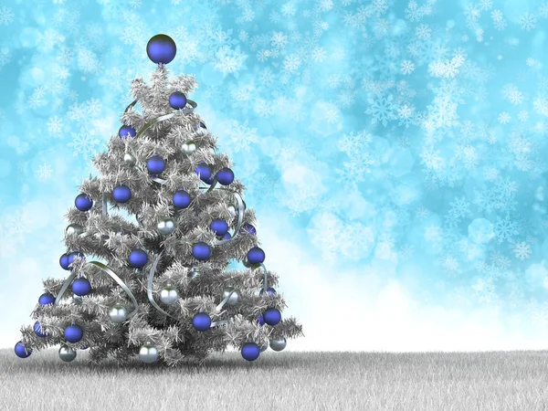 Christmas card - christmas tree on blue background