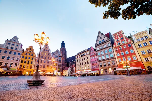 Wroclaw, Poland in Silesia region. The market square at the evening