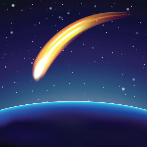 Meteor and globe in space (vector)