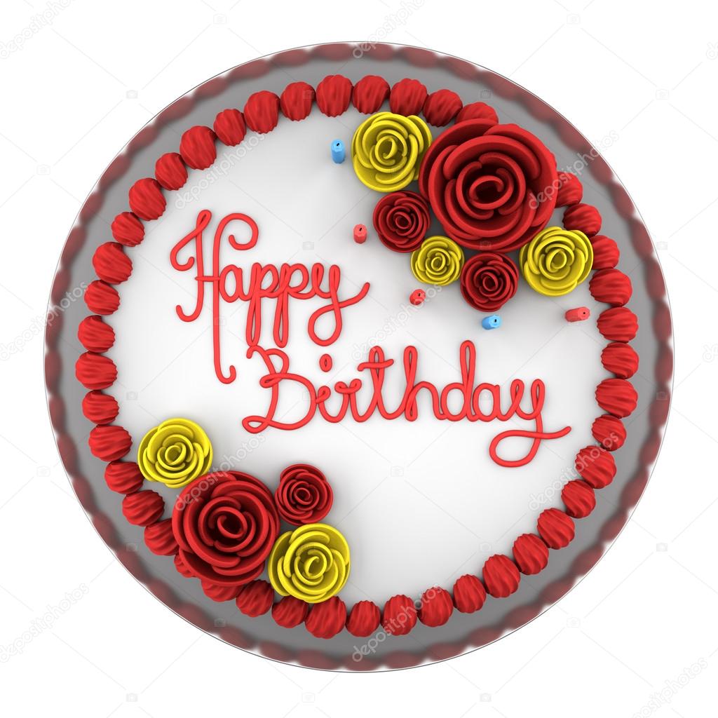 Vista superior de pastel redondo con velas en plato aislado en — Foto