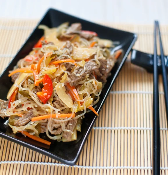 Chinese Rce Noodles With Meat And Vegetables